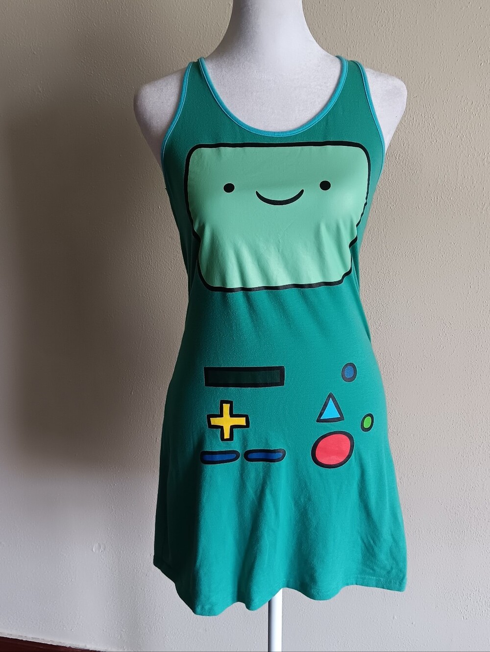 BMO Adventure Time Cartoon Network Graphic Print Tank Dress Size Small Womens